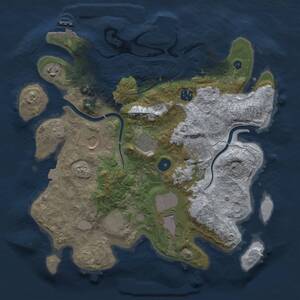 Thumbnail Rust Map: Procedural Map, Size: 3500, Seed: 1764950930, 14 Monuments