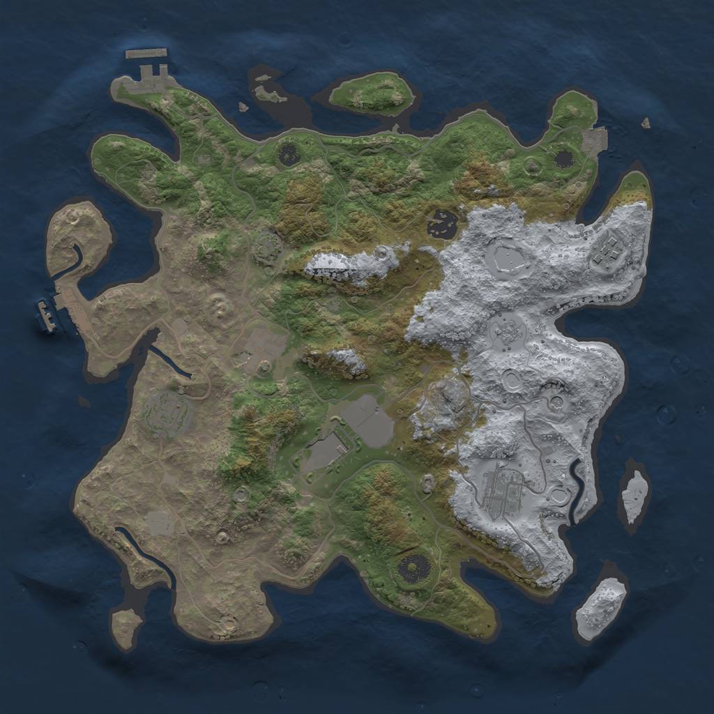 Rust Map: Procedural Map, Size: 3500, Seed: 1764950930, 14 Monuments