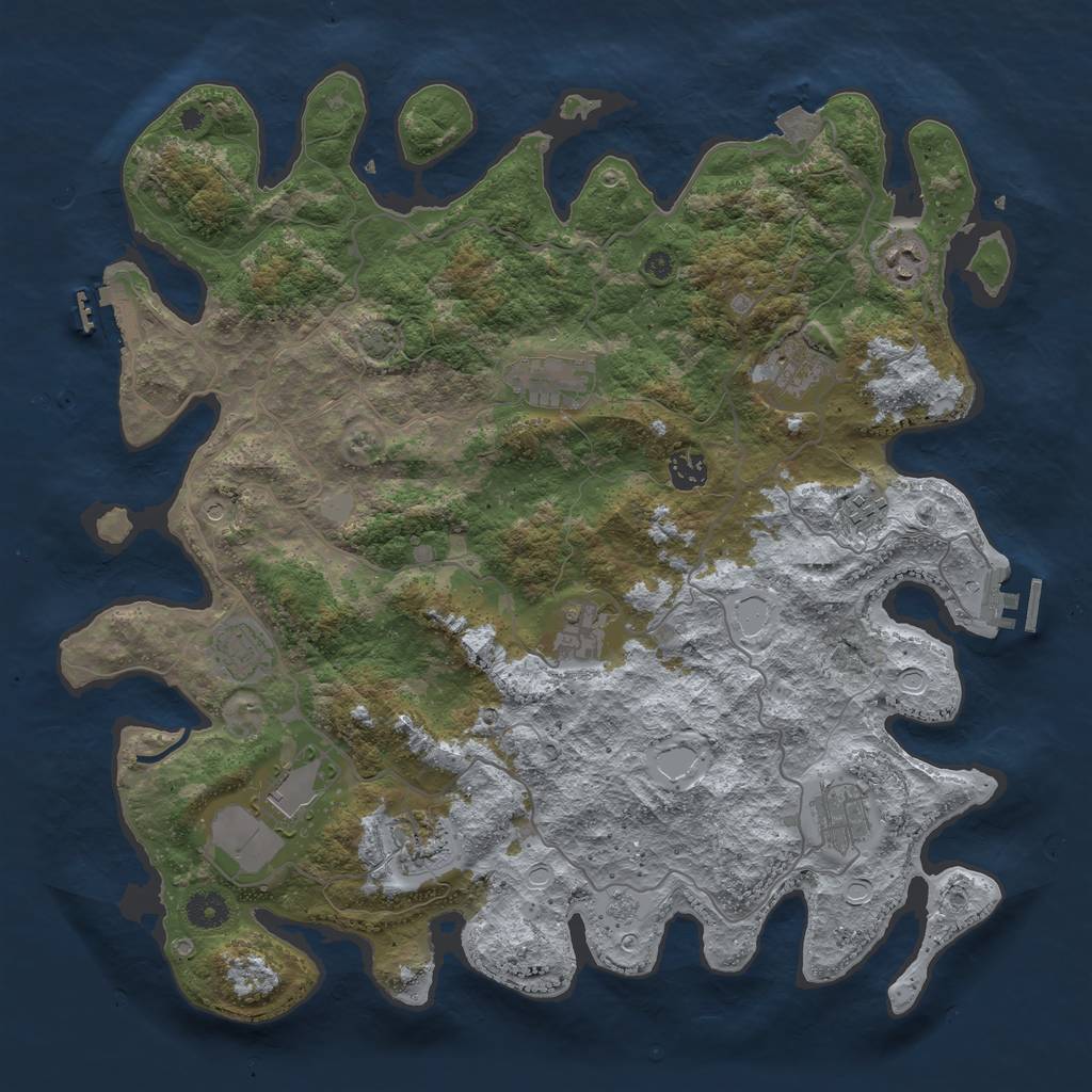 Rust Map: Procedural Map, Size: 4100, Seed: 24495351, 18 Monuments