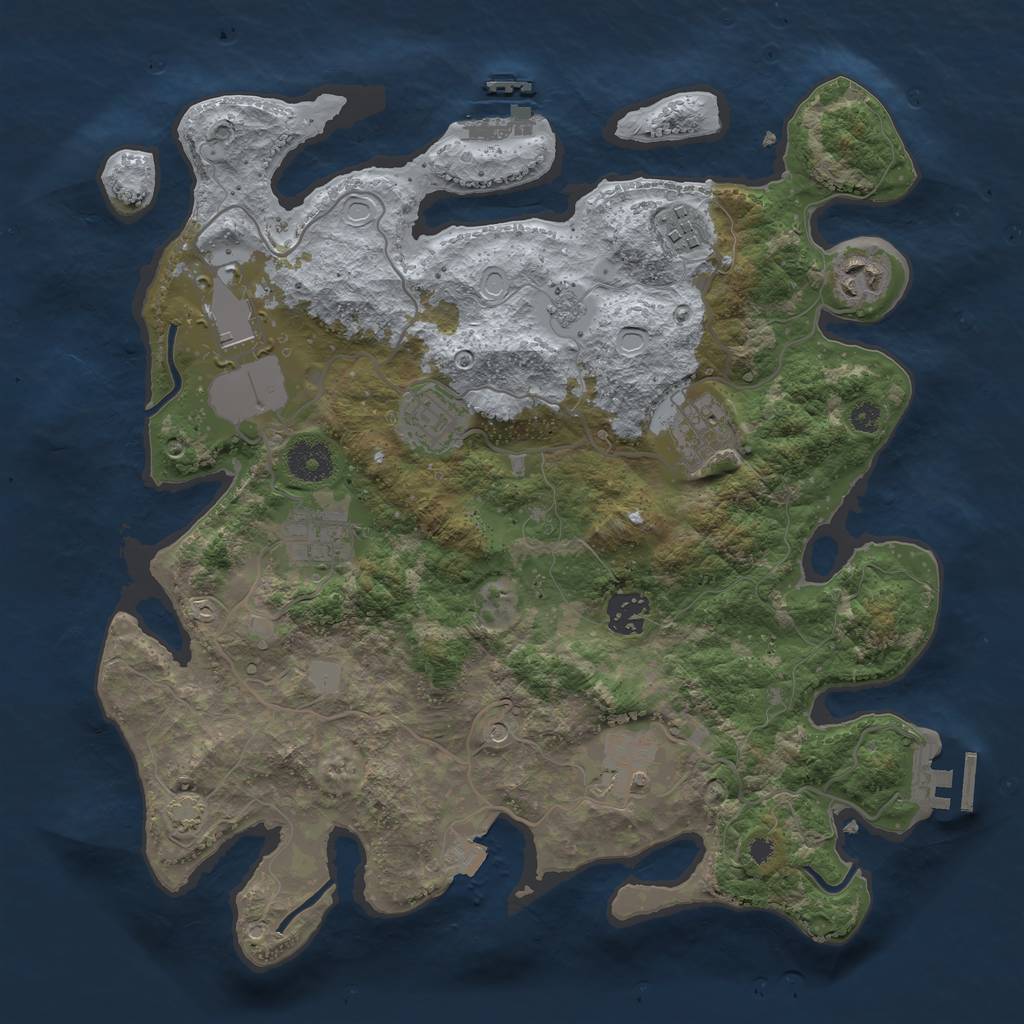 Rust Map: Procedural Map, Size: 3500, Seed: 772165358, 16 Monuments