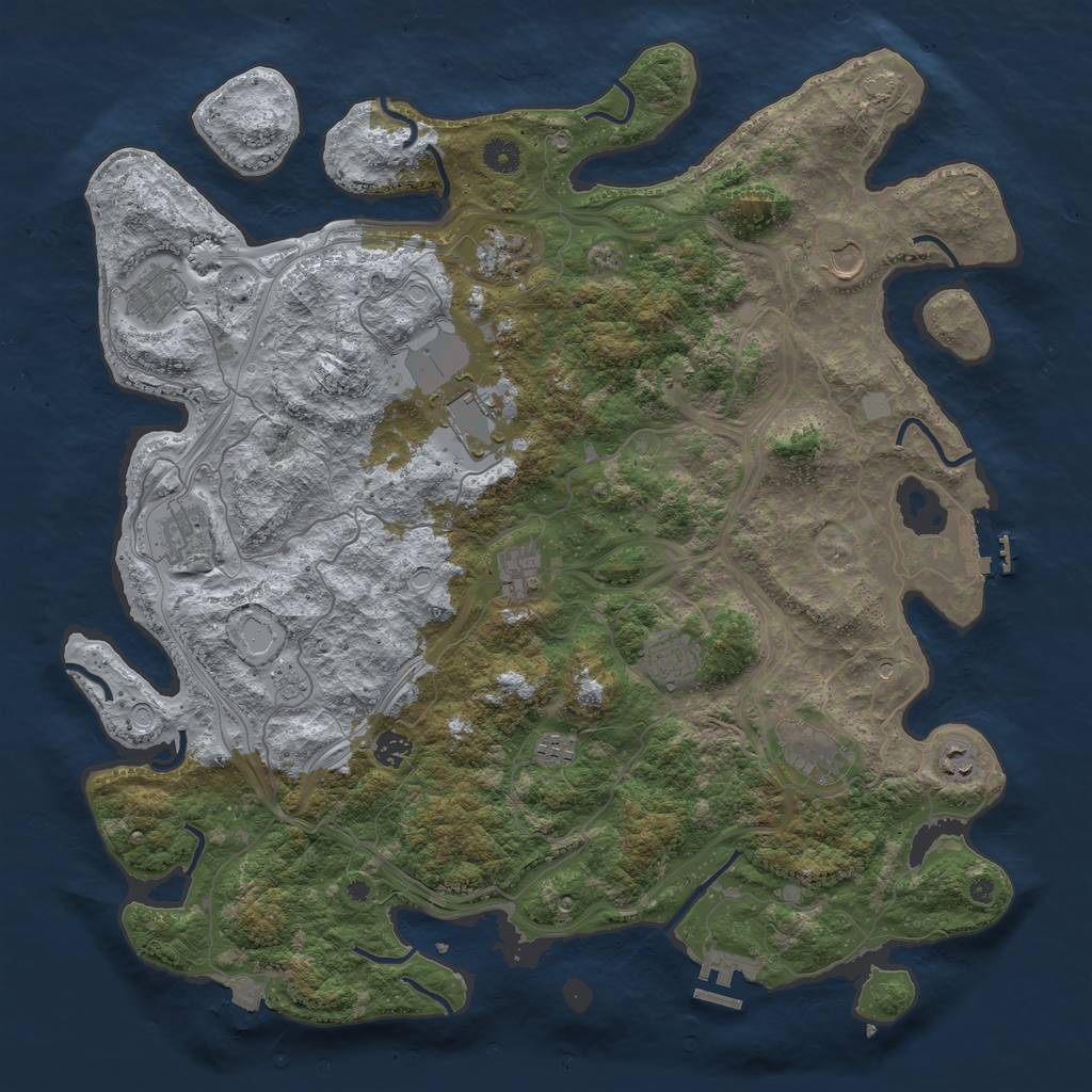 Rust Map: Procedural Map, Size: 4500, Seed: 1447253441, 19 Monuments