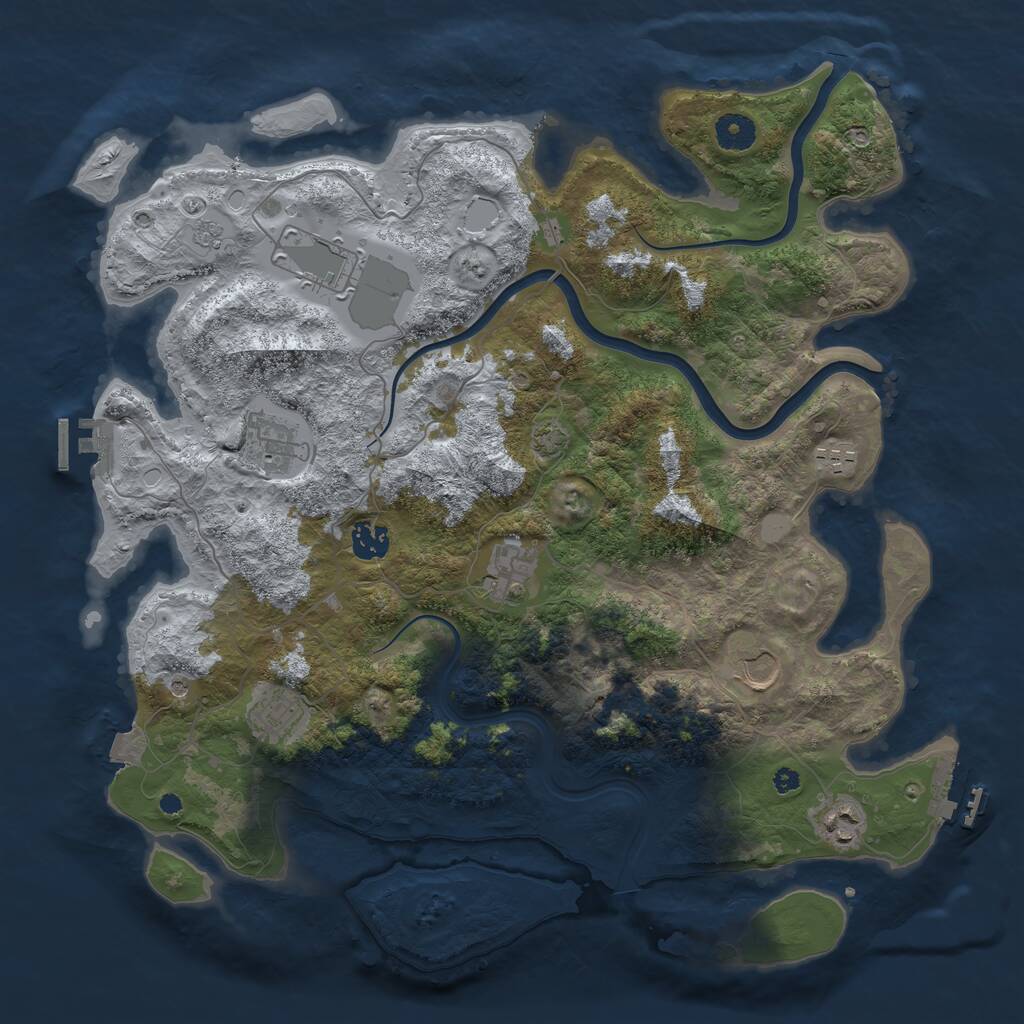 Rust Map: Procedural Map, Size: 3950, Seed: 13584350, 14 Monuments