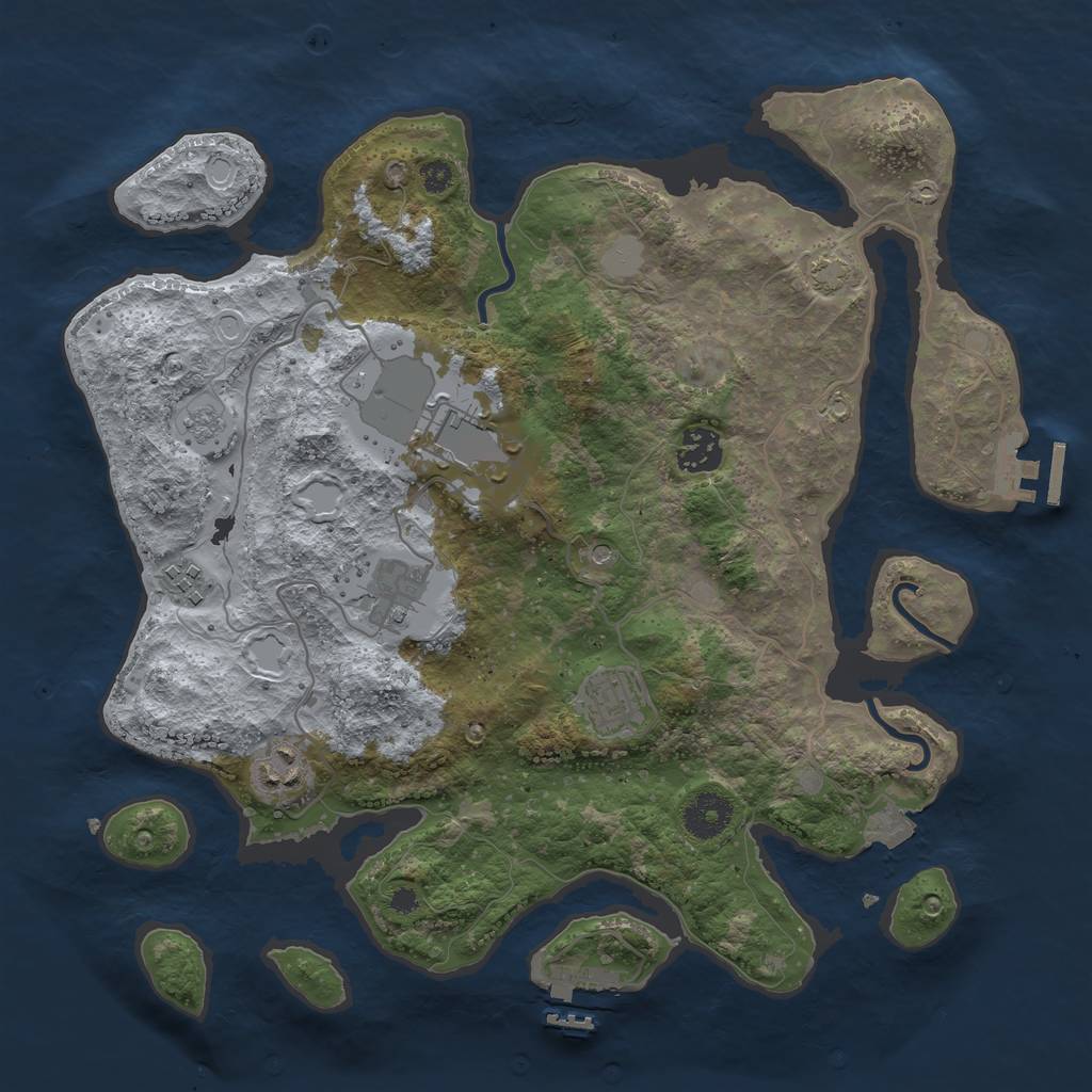 Rust Map: Procedural Map, Size: 3500, Seed: 989392213, 14 Monuments
