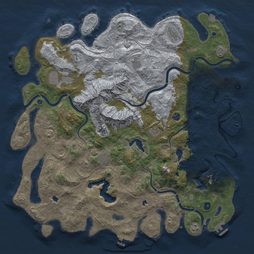 Rust Map: Procedural Map, Size: 5000, Seed: 448335646, 16 Monuments