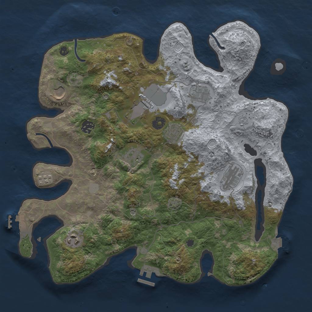 Rust Map: Procedural Map, Size: 3600, Seed: 1884919133, 17 Monuments
