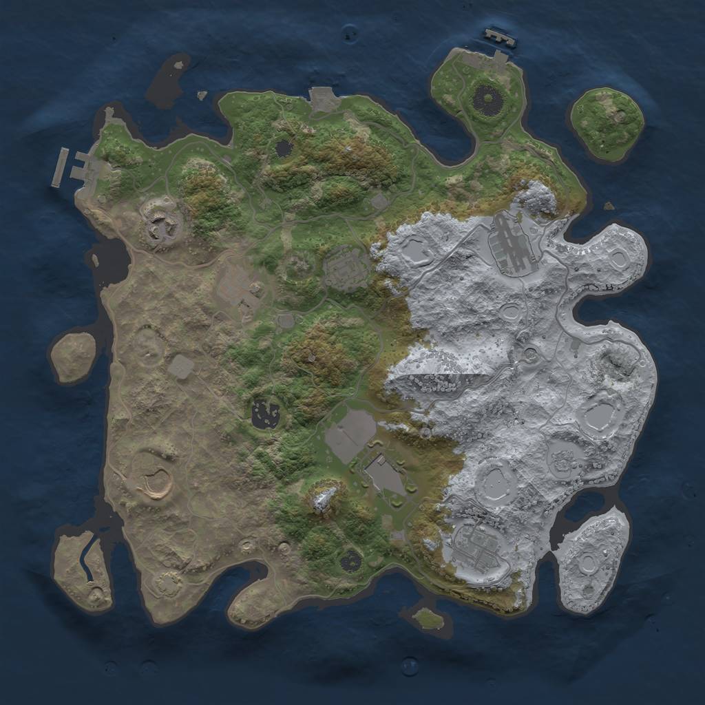 Rust Map: Procedural Map, Size: 3500, Seed: 860172535, 16 Monuments