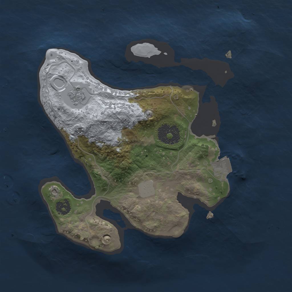 Rust Map: Procedural Map, Size: 2000, Seed: 1690285162, 4 Monuments