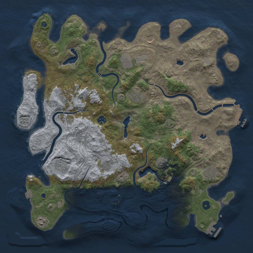 Rust Map: Procedural Map, Size: 4500, Seed: 1104461535, 16 Monuments