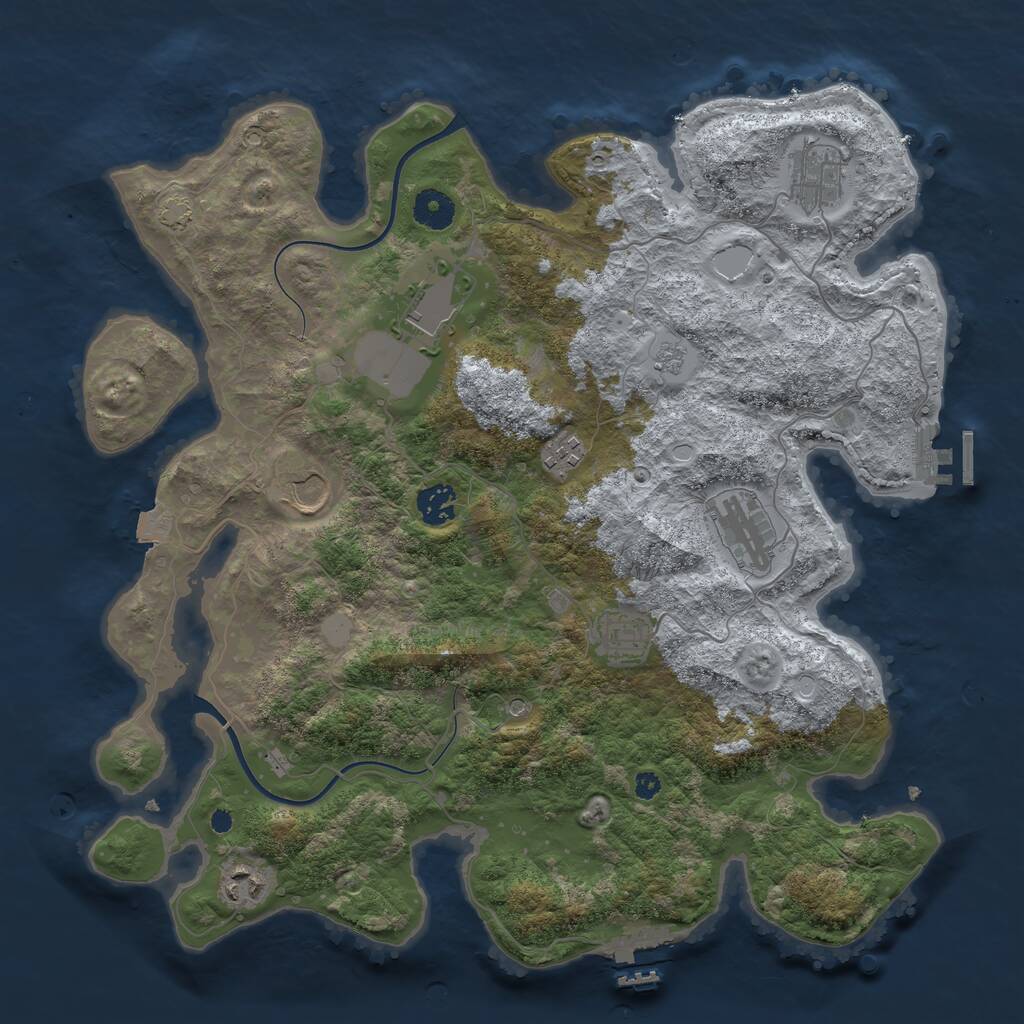 Rust Map: Procedural Map, Size: 3800, Seed: 908239414, 14 Monuments