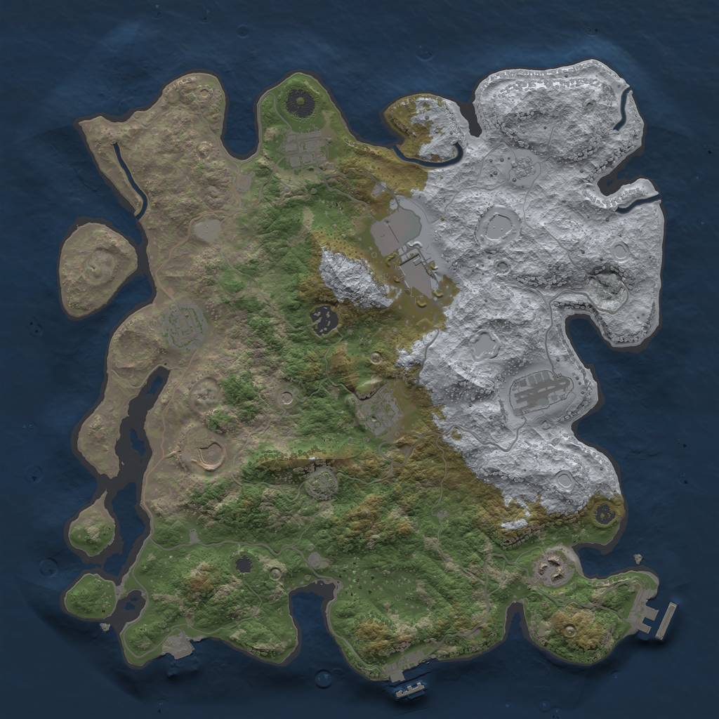 Rust Map: Procedural Map, Size: 3800, Seed: 908239414, 16 Monuments