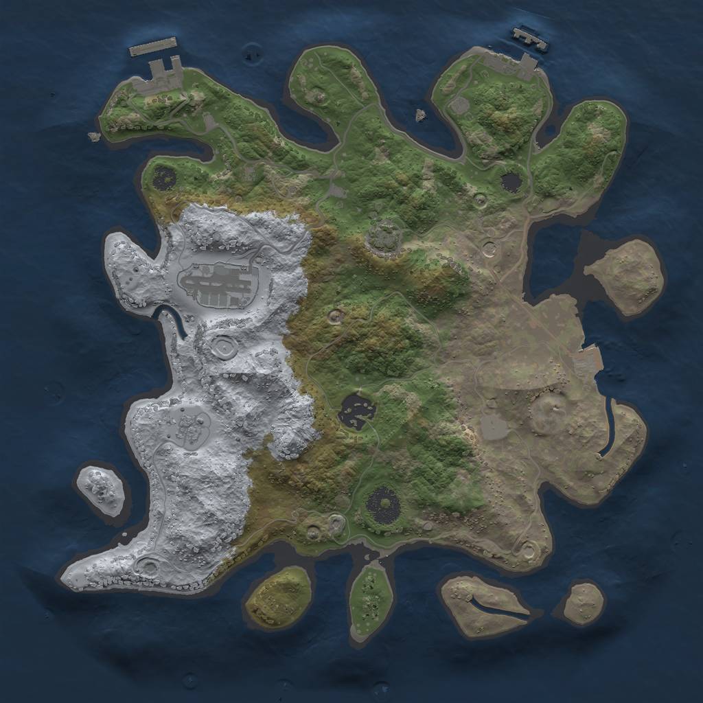 Rust Map: Procedural Map, Size: 3000, Seed: 21992, 10 Monuments