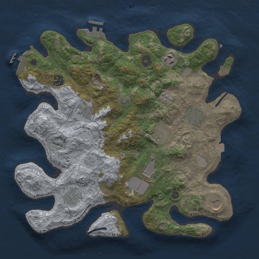 Rust Map: Procedural Map, Size: 3500, Seed: 542557434, 17 Monuments