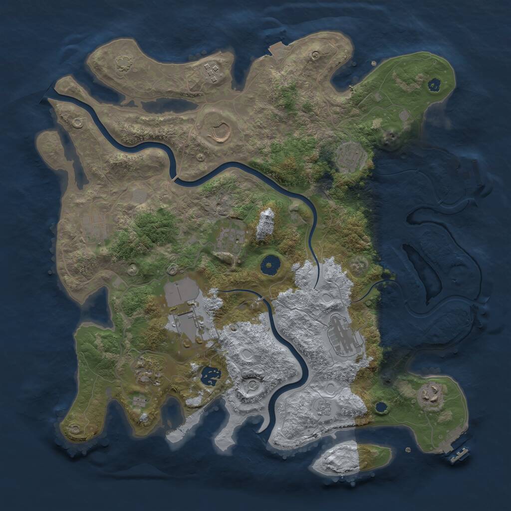 Rust Map: Procedural Map, Size: 3900, Seed: 44185021, 16 Monuments