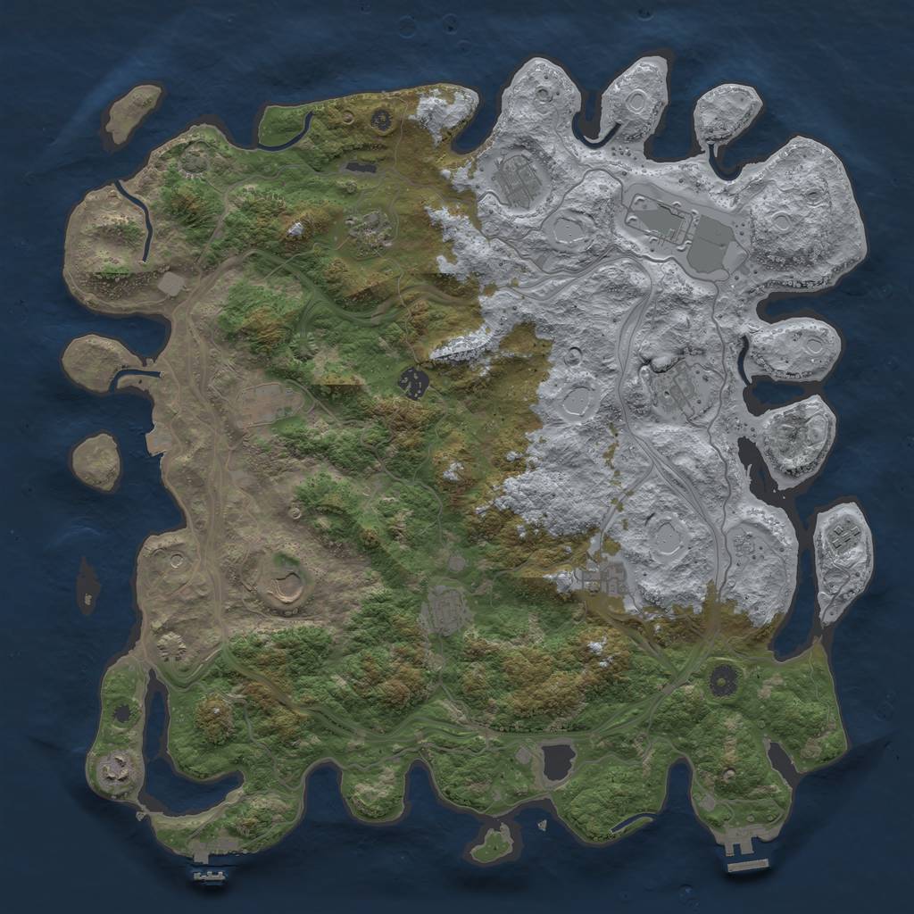 Rust Map: Procedural Map, Size: 4500, Seed: 992519940, 19 Monuments