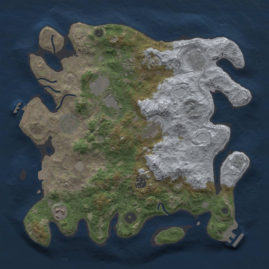 Rust Map: Procedural Map, Size: 3500, Seed: 996728904, 16 Monuments