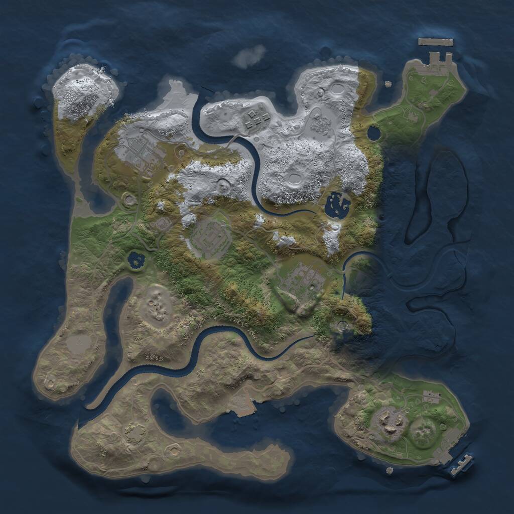 Rust Map: Procedural Map, Size: 3000, Seed: 765345425, 12 Monuments