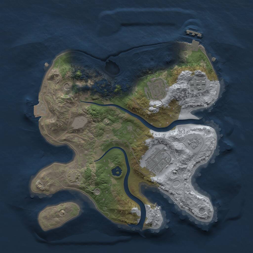 Rust Map: Procedural Map, Size: 2500, Seed: 654711990, 8 Monuments