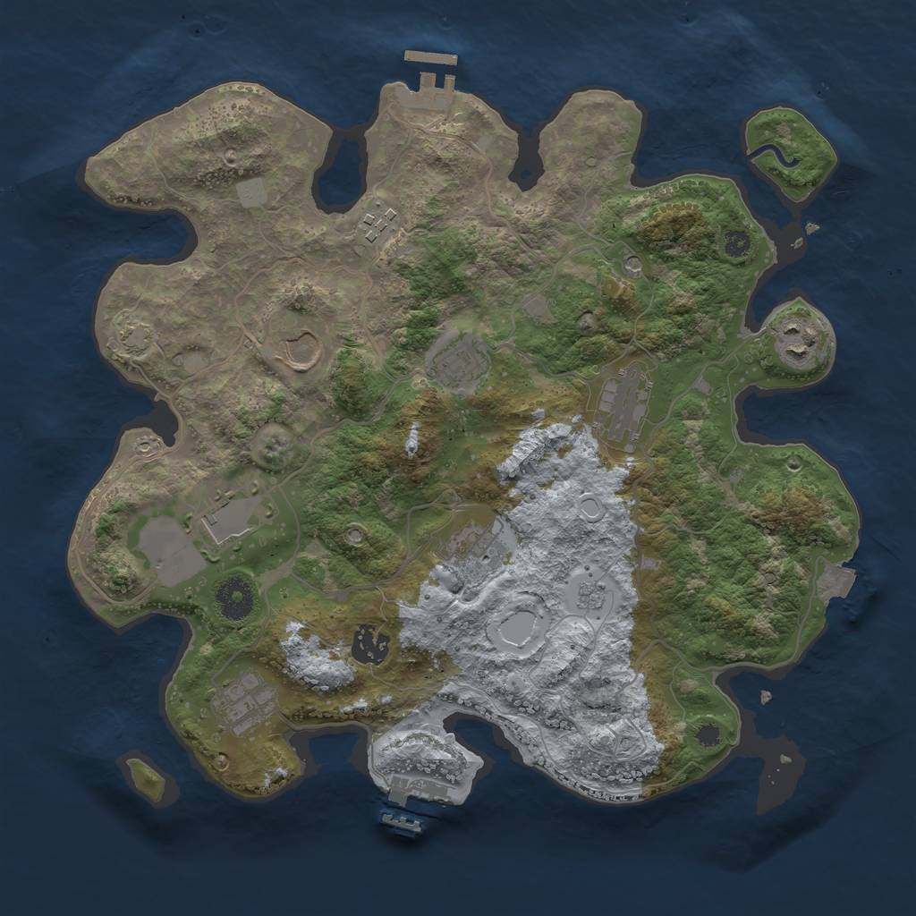 Rust Map: Procedural Map, Size: 3500, Seed: 1246057168, 17 Monuments