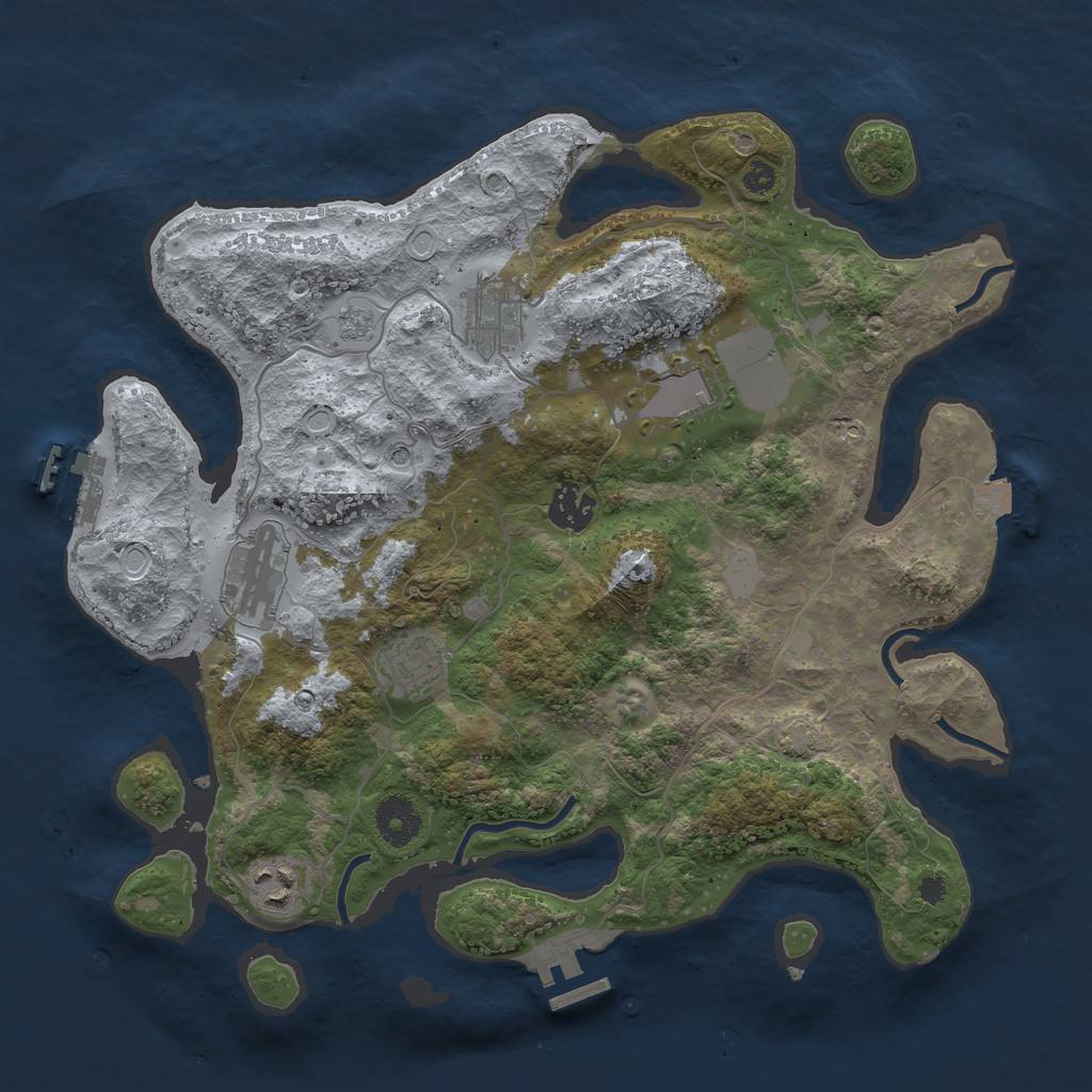 Rust Map: Procedural Map, Size: 3500, Seed: 765245433, 14 Monuments