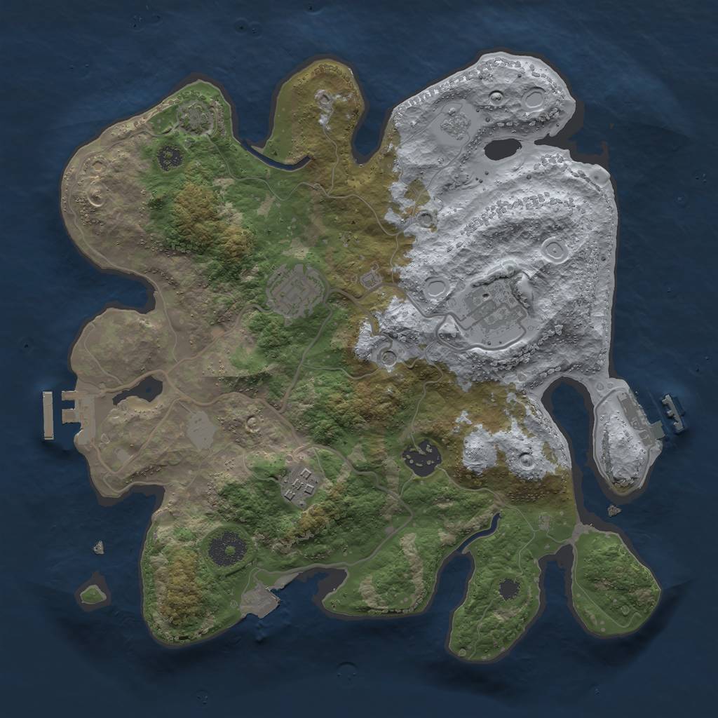 Rust Map: Procedural Map, Size: 3000, Seed: 25809932, 12 Monuments
