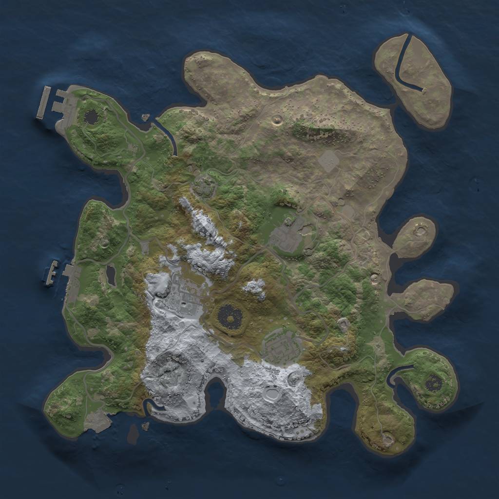 Rust Map: Procedural Map, Size: 3000, Seed: 126495714, 9 Monuments