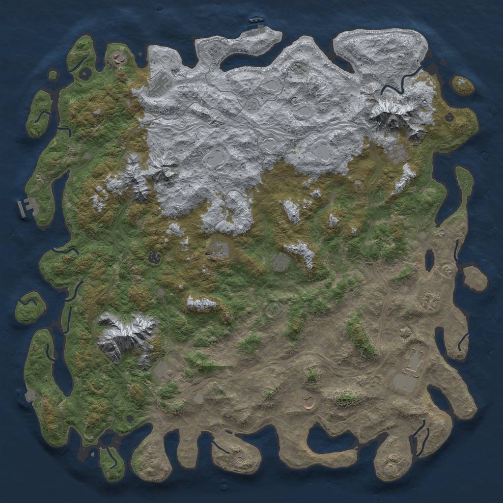 Rust Map: Procedural Map, Size: 6000, Seed: 857159481, 19 Monuments