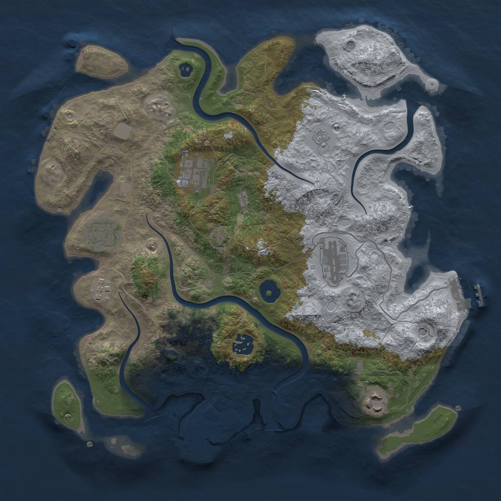 Rust Map: Procedural Map, Size: 3497, Seed: 87675, 12 Monuments