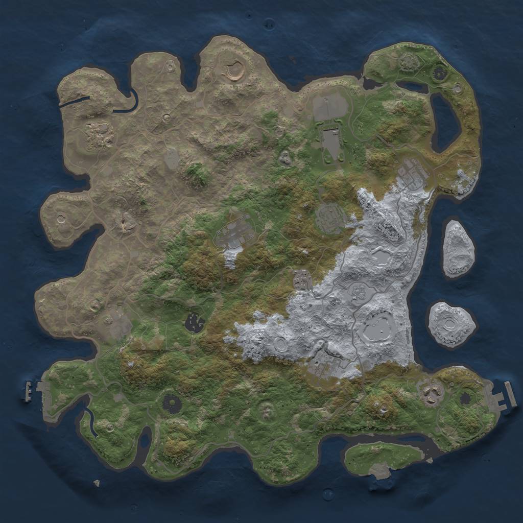 Rust Map: Procedural Map, Size: 4000, Seed: 120366453, 19 Monuments