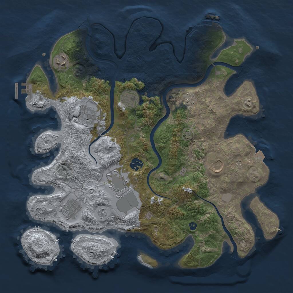 Rust Map: Procedural Map, Size: 3600, Seed: 842, 14 Monuments
