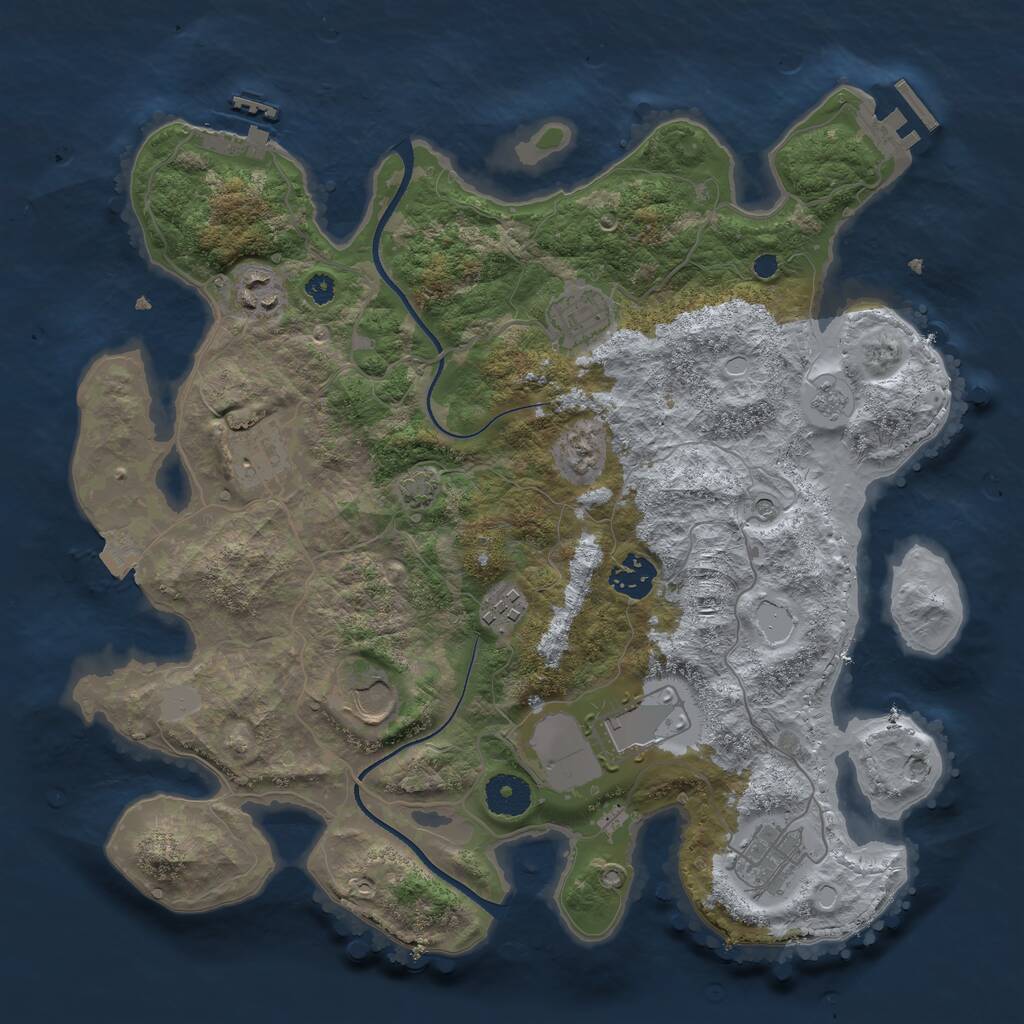 Rust Map: Procedural Map, Size: 3500, Seed: 355867265, 14 Monuments
