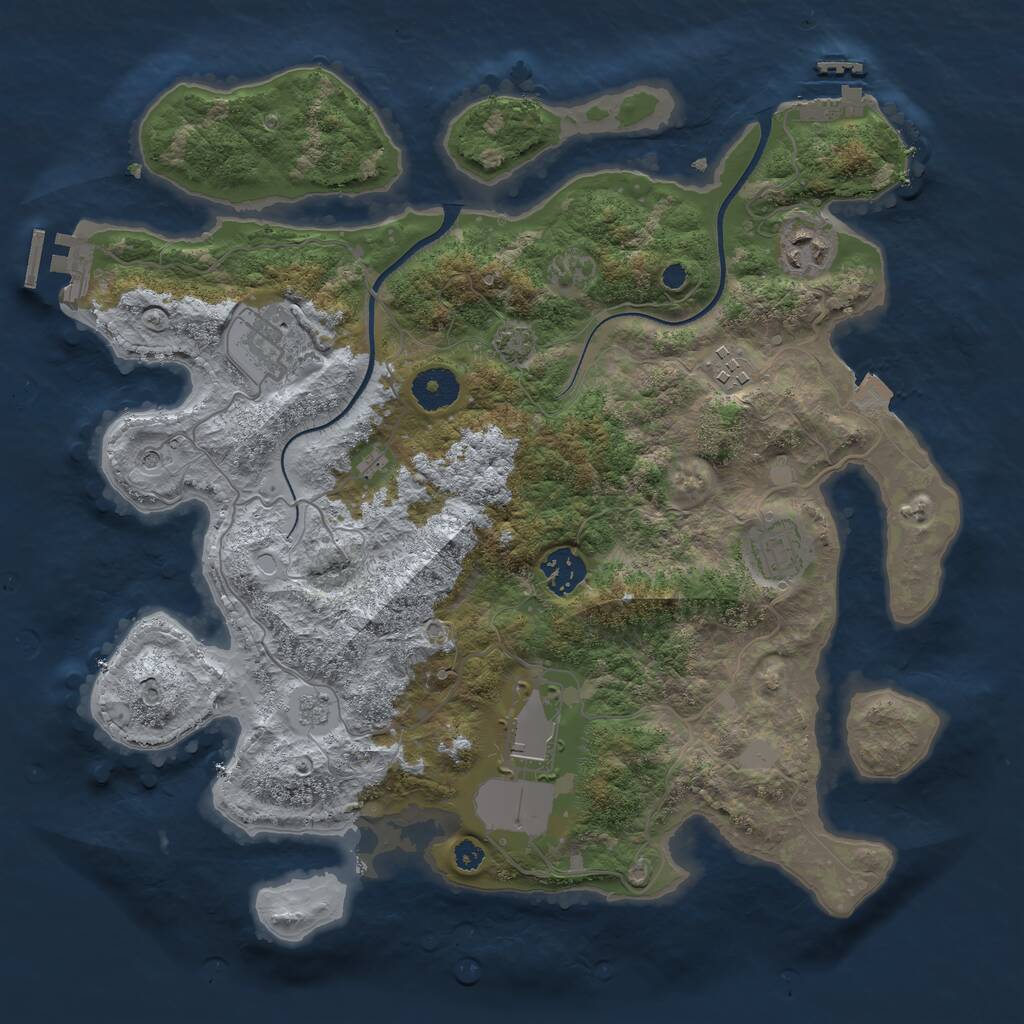 Rust Map: Procedural Map, Size: 3500, Seed: 160800985, 12 Monuments