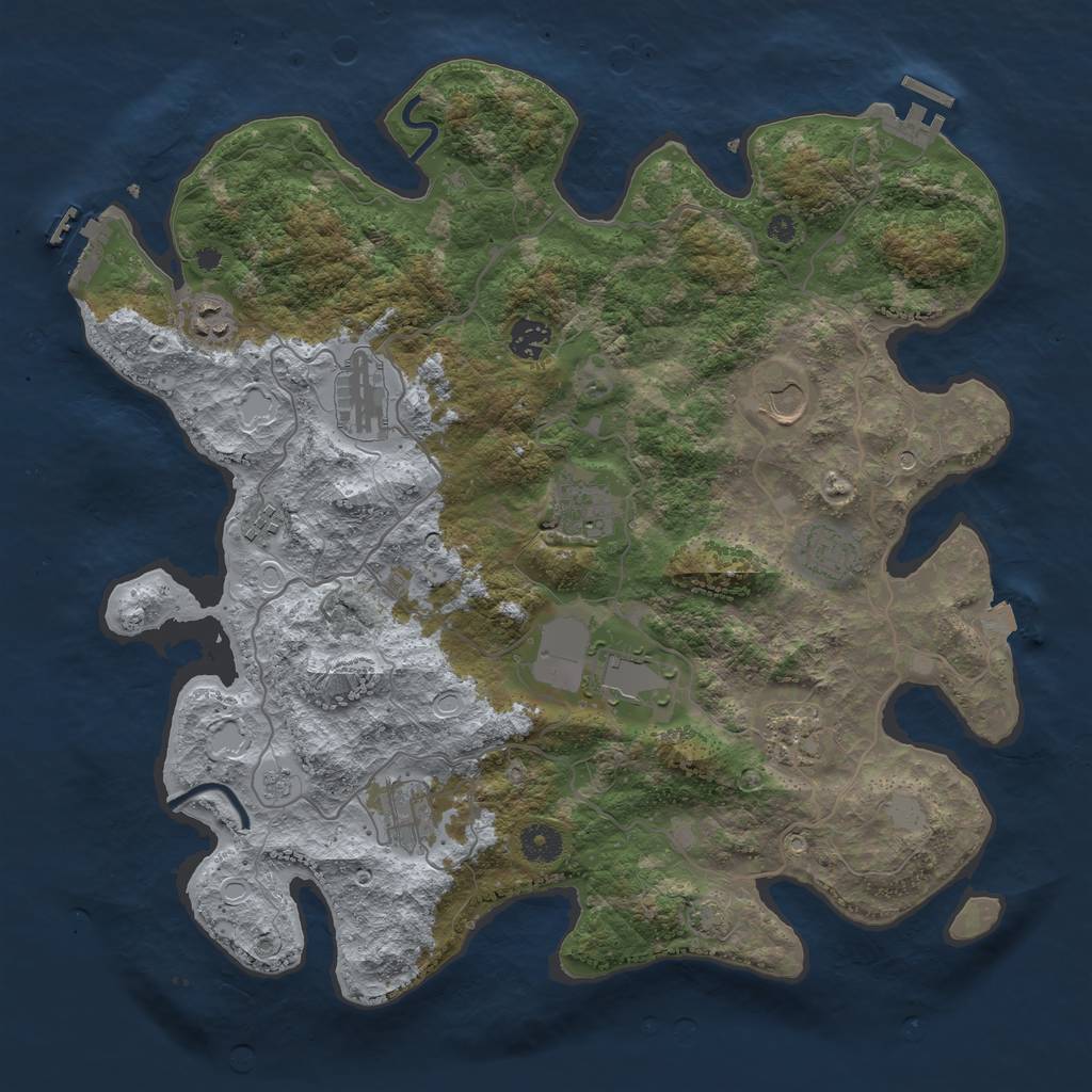 Rust Map: Procedural Map, Size: 4000, Seed: 936346565, 18 Monuments