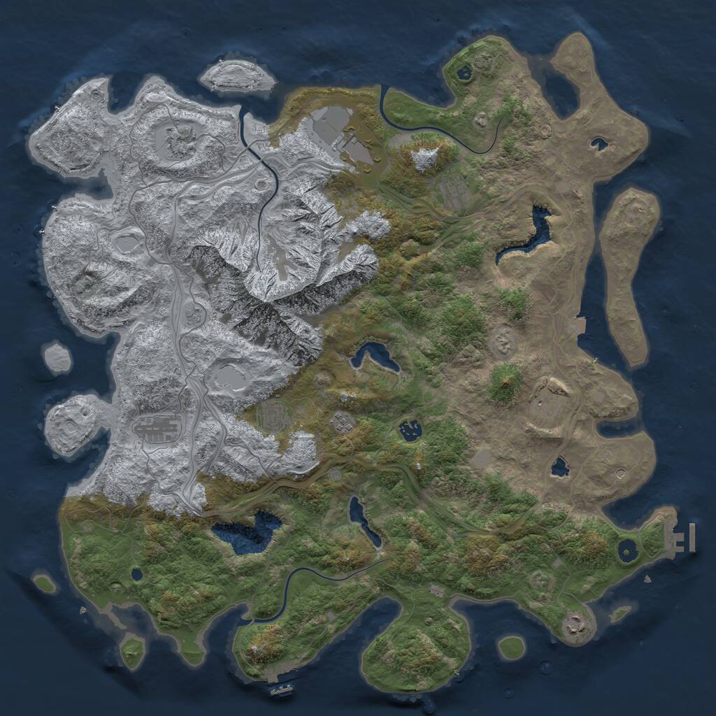 Rust Map: Procedural Map, Size: 5000, Seed: 1670620011, 15 Monuments