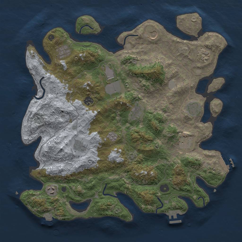 Rust Map: Procedural Map, Size: 4100, Seed: 1733235606, 19 Monuments