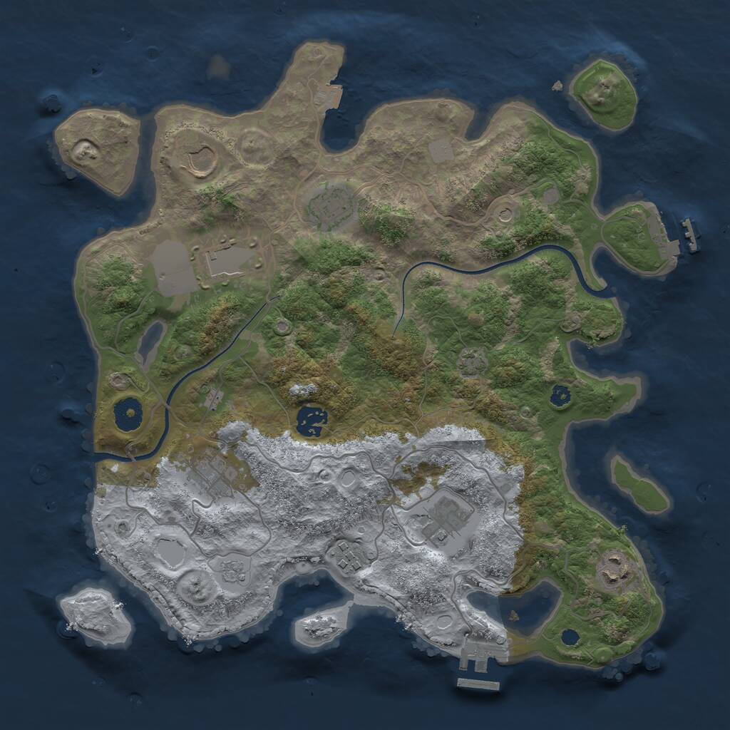 Rust Map: Procedural Map, Size: 3500, Seed: 78381121, 14 Monuments