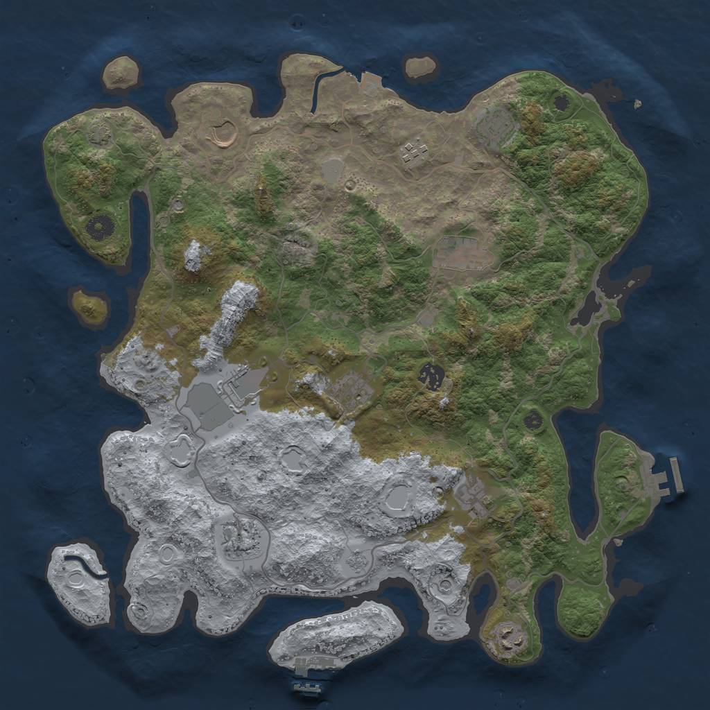Rust Map: Procedural Map, Size: 4000, Seed: 928371770, 18 Monuments
