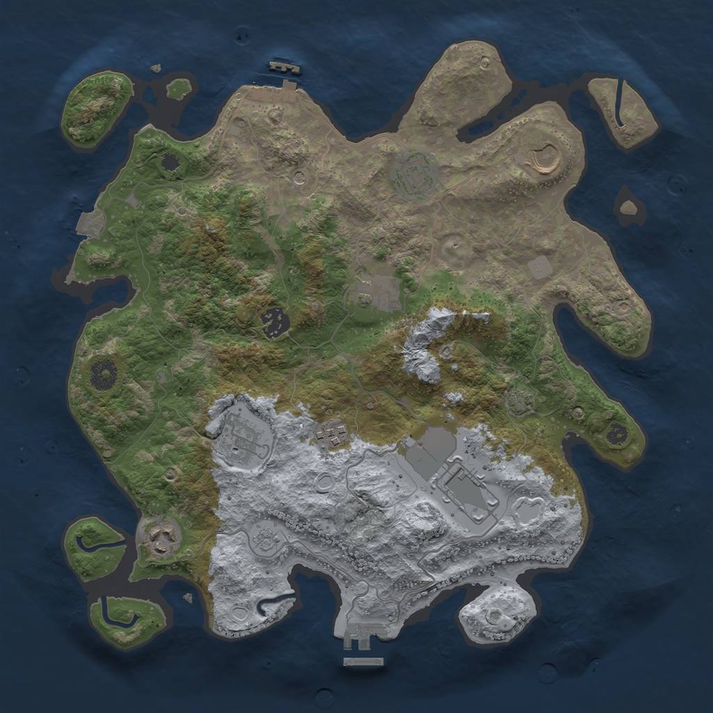 Rust Map: Procedural Map, Size: 3600, Seed: 120724, 16 Monuments