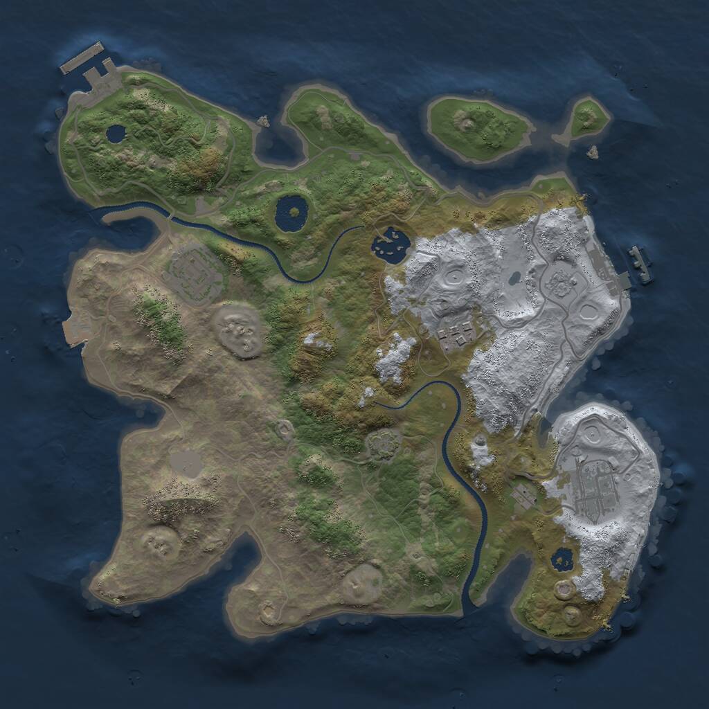Rust Map: Procedural Map, Size: 3000, Seed: 13796, 9 Monuments