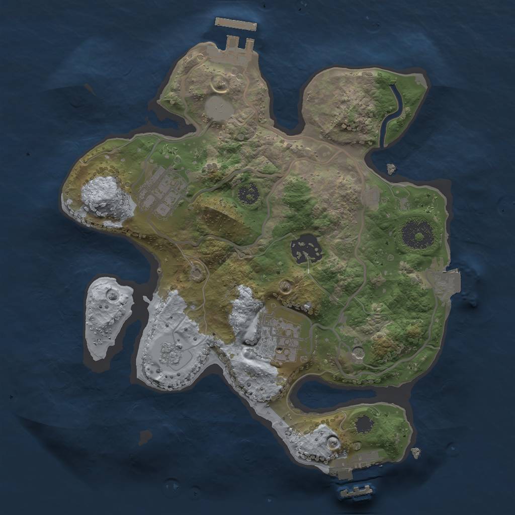 Rust Map: Procedural Map, Size: 2500, Seed: 1690372852, 10 Monuments