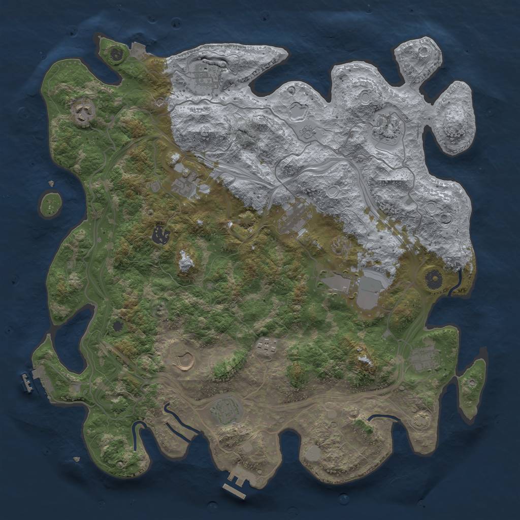 Rust Map: Procedural Map, Size: 4250, Seed: 41976111, 19 Monuments