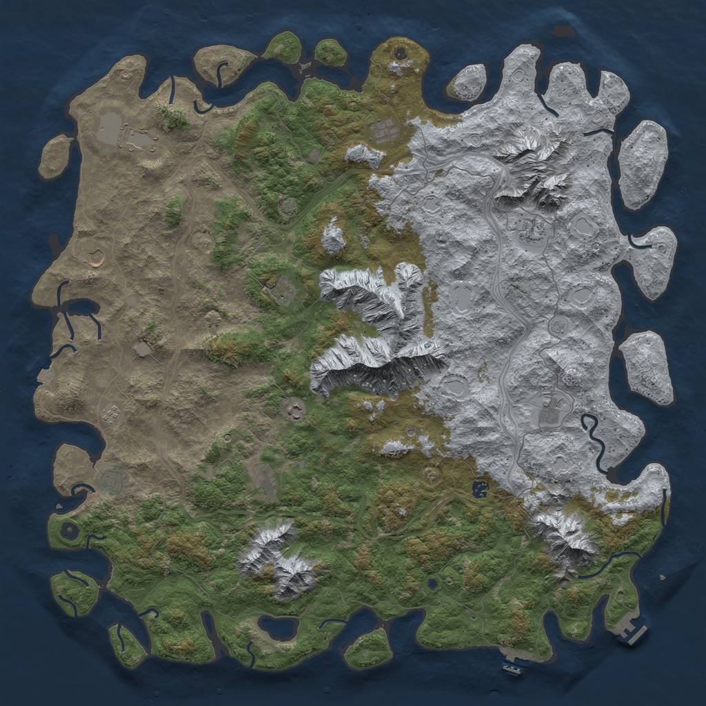 Rust Map: Procedural Map, Size: 6000, Seed: 418228, 19 Monuments