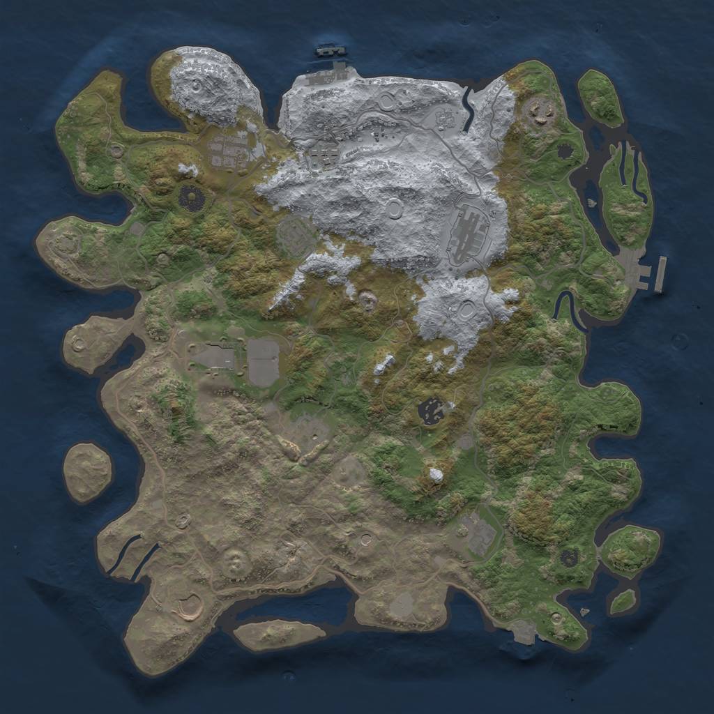 Rust Map: Procedural Map, Size: 4000, Seed: 916477654, 18 Monuments