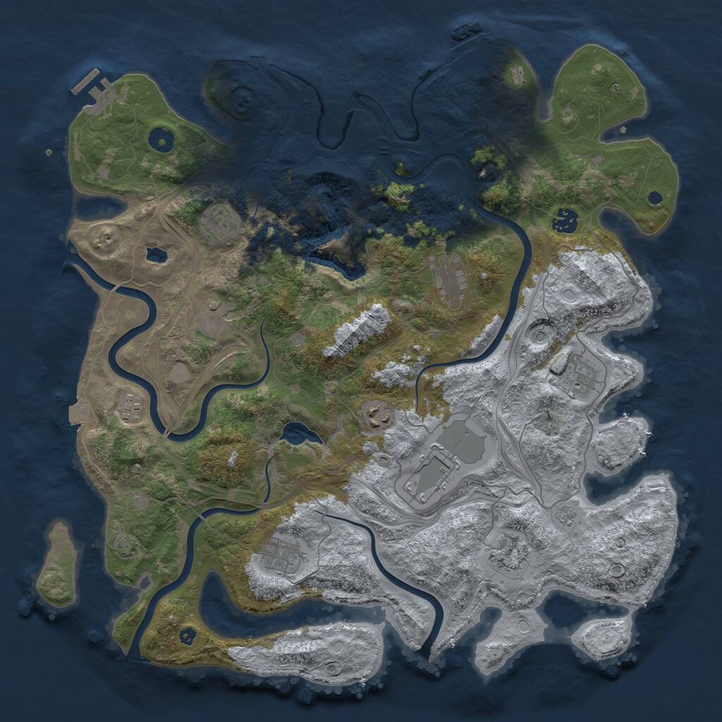 Rust Map: Procedural Map, Size: 4250, Seed: 143772379, 16 Monuments