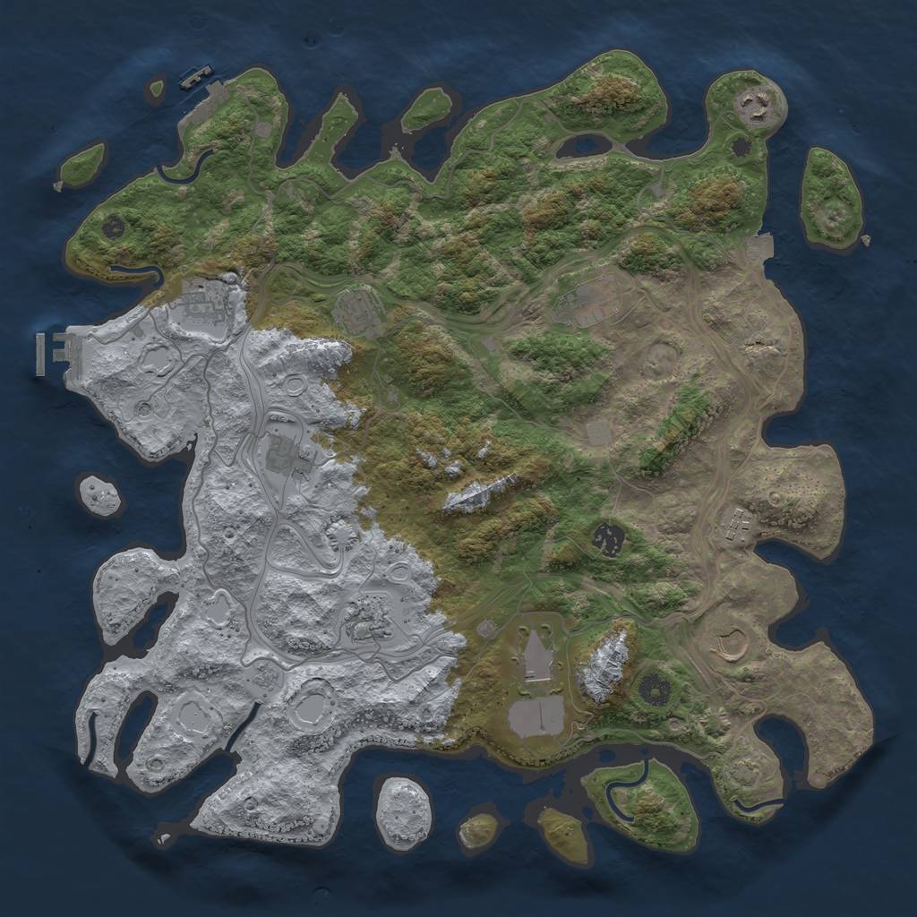 Rust Map: Procedural Map, Size: 4250, Seed: 1107797754, 18 Monuments