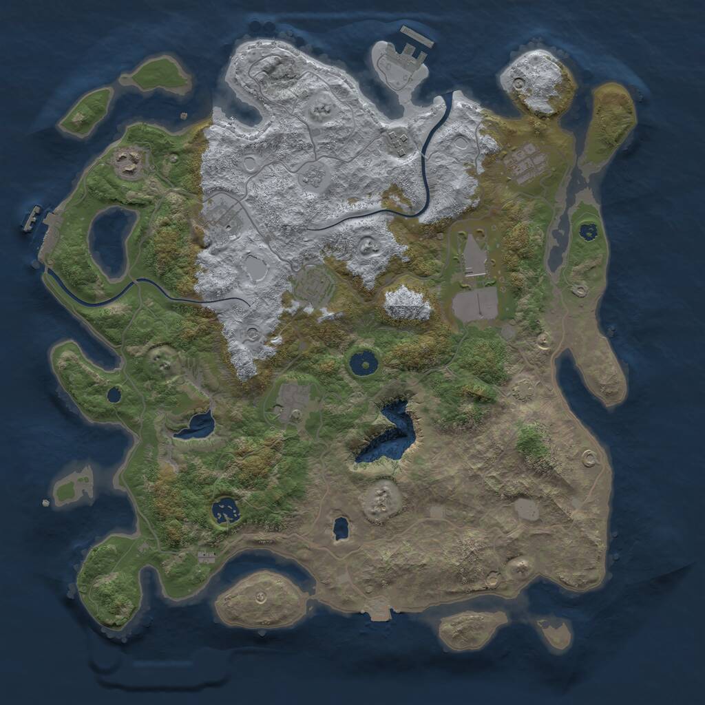 Rust Map: Procedural Map, Size: 4000, Seed: 1690723249, 14 Monuments