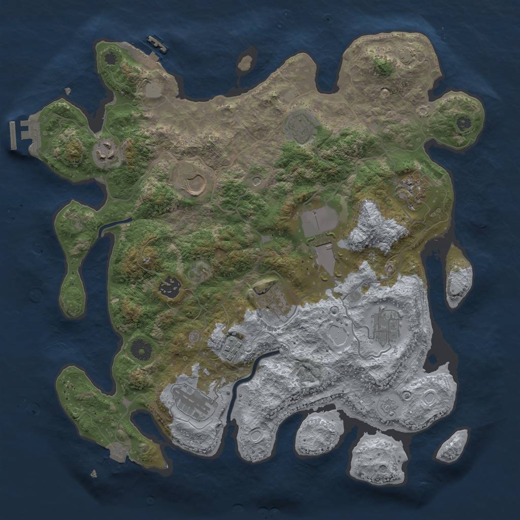 Rust Map: Procedural Map, Size: 3700, Seed: 998107, 18 Monuments