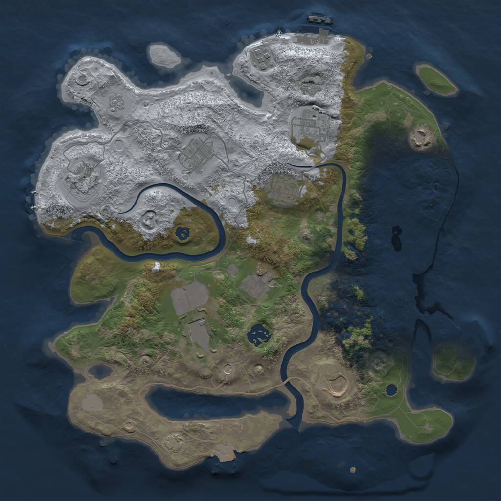 Rust Map: Procedural Map, Size: 3500, Seed: 204161858, 16 Monuments