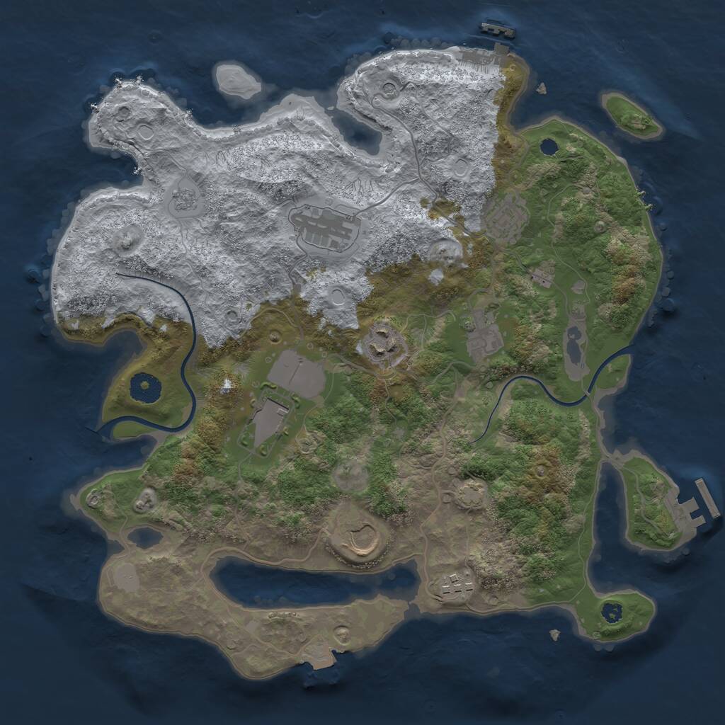 Rust Map: Procedural Map, Size: 3500, Seed: 204161858, 13 Monuments