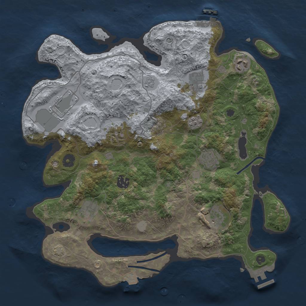 Rust Map: Procedural Map, Size: 3500, Seed: 204161858, 17 Monuments