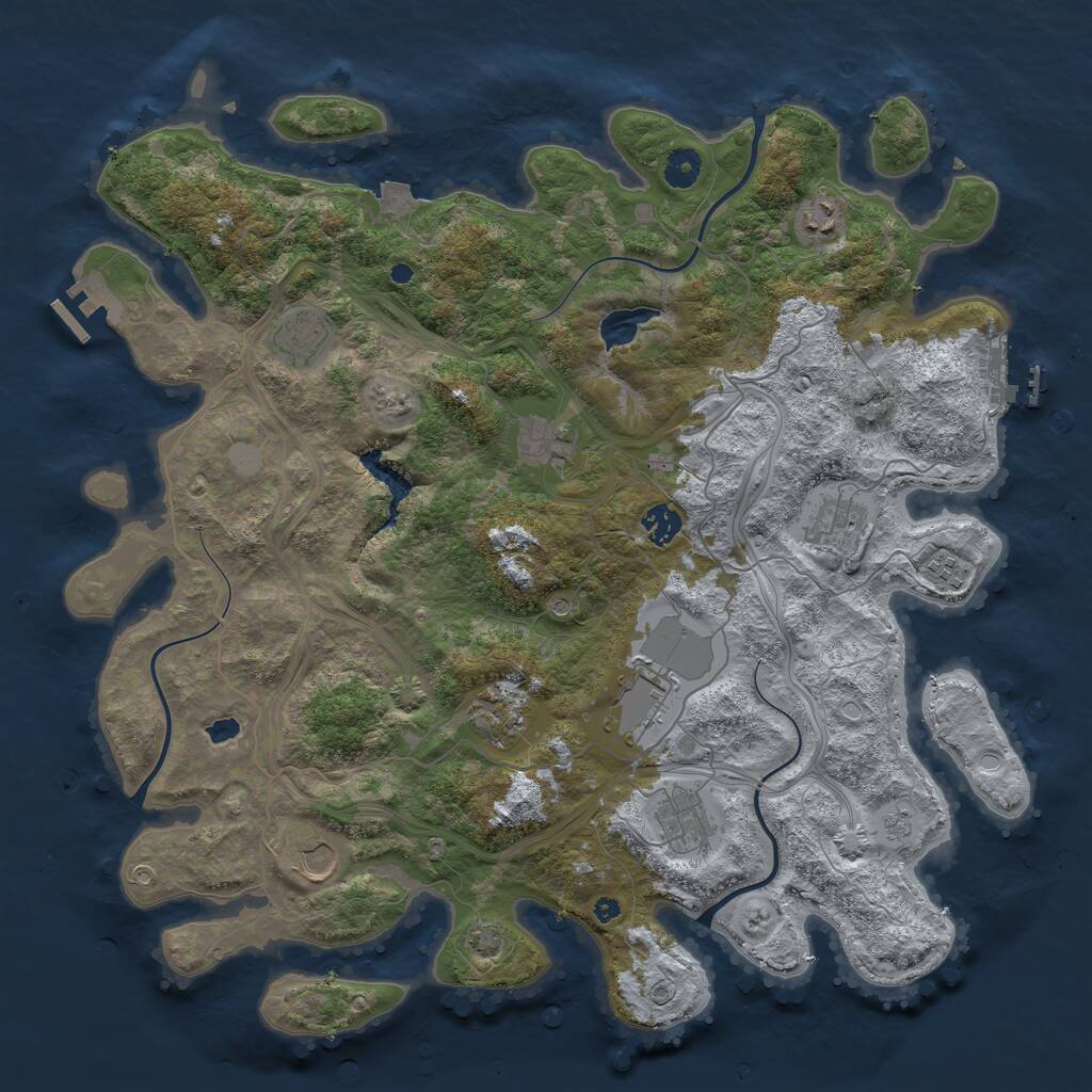Rust Map: Procedural Map, Size: 4250, Seed: 504398359, 16 Monuments